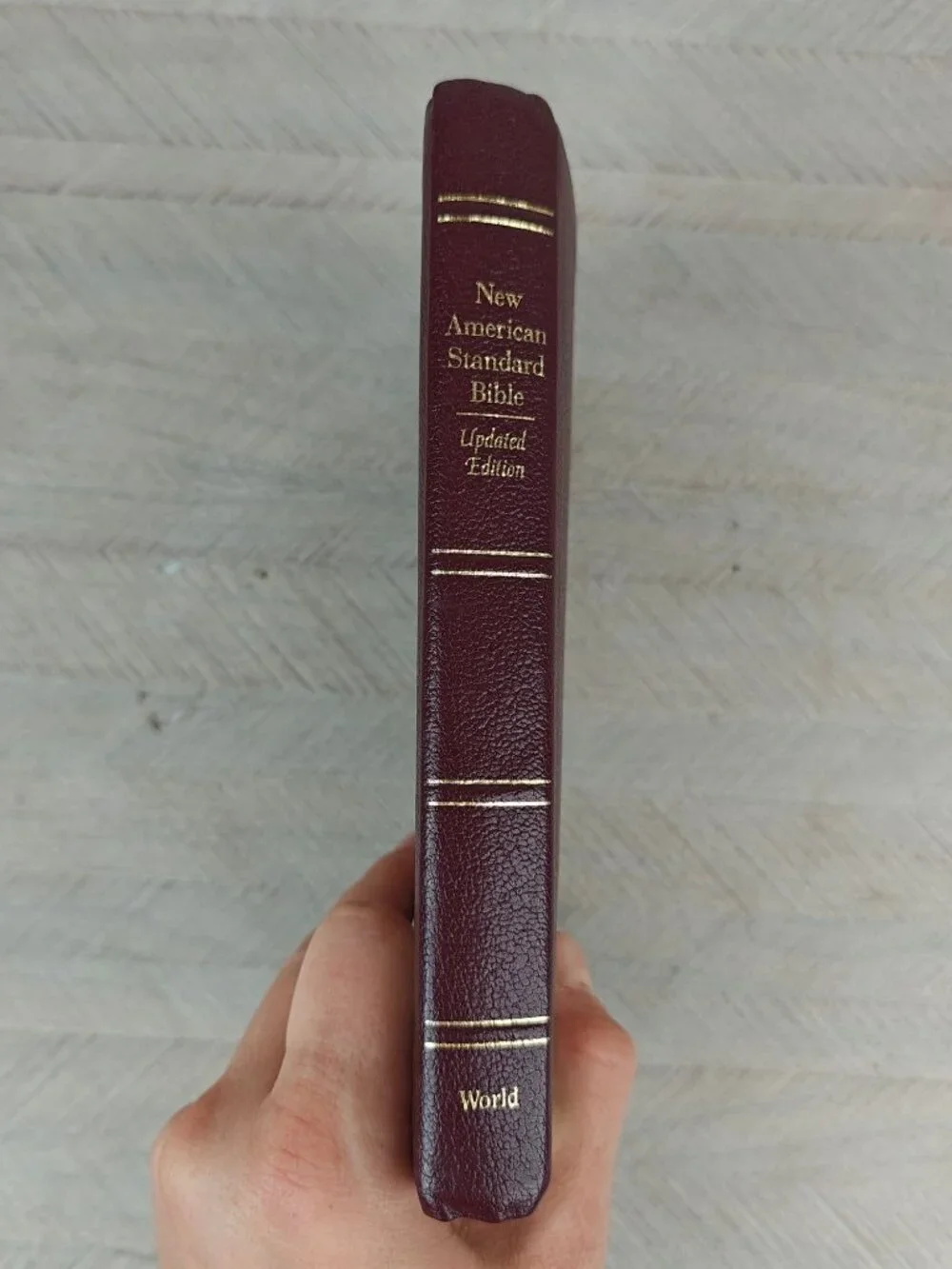 The Holy Bible NASB Updated Edition Slimline Red Letter Genuine Leather Burgundy